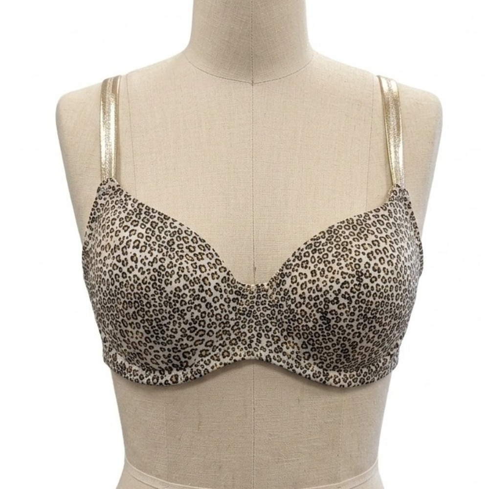 Freya Pure Shore Leopard Print Gold Foil Bikini Top 36D Metallic
